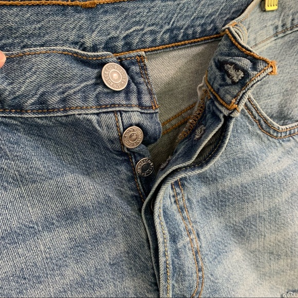 Levi’s 501 Button Fly  Distressed Denim Cutoff Jean Short Patchwork Size… - Picture 3 of 13